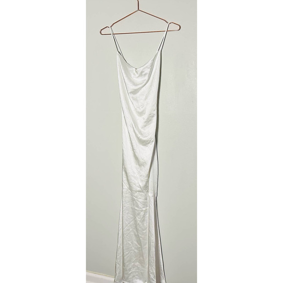 NWT Elliat Aisle Satin White Wedding Bride Slip Cowl Neck Maxi Dress Size Small - Picture 4 of 16